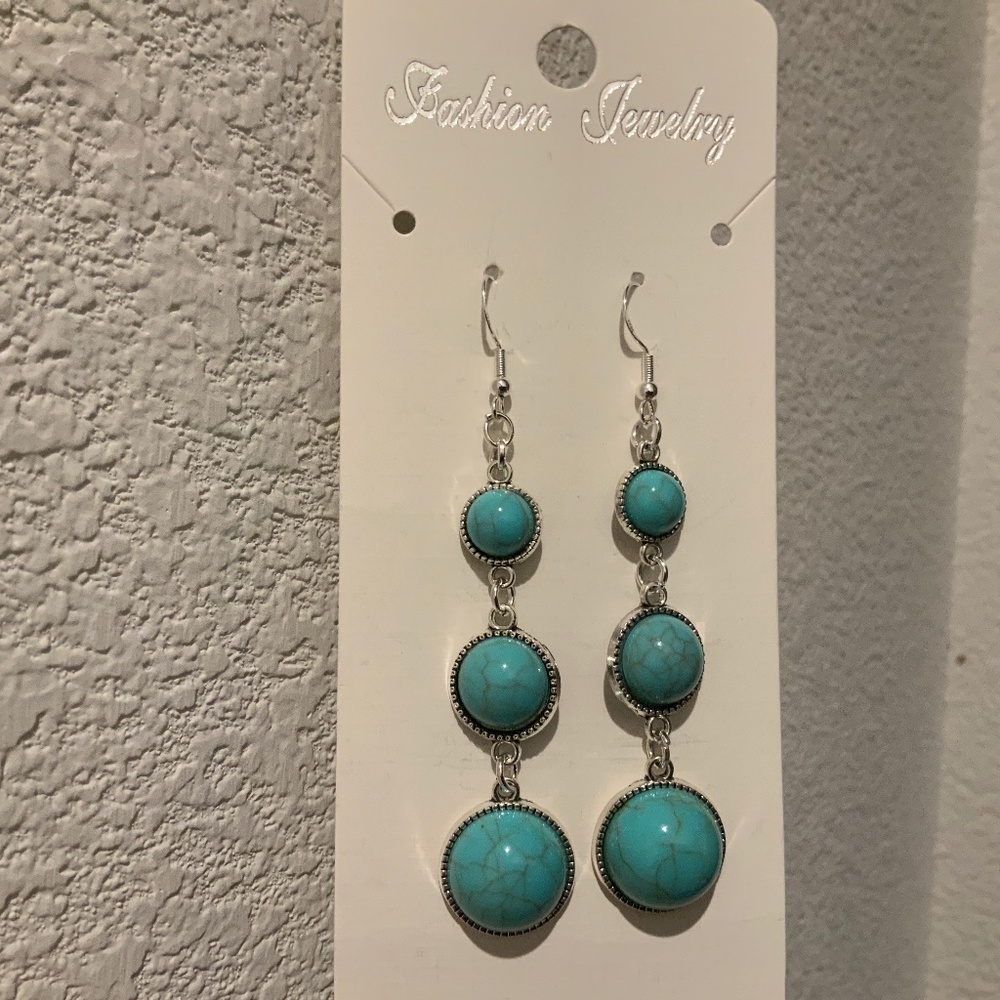 NWT Handmade Drop Turquoise Earrings